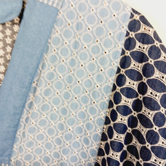 No Brand Patchwork Denim Duster Kimono, Embroidery, Boho, Layered Denim Look, OS - Picture 4 of 13